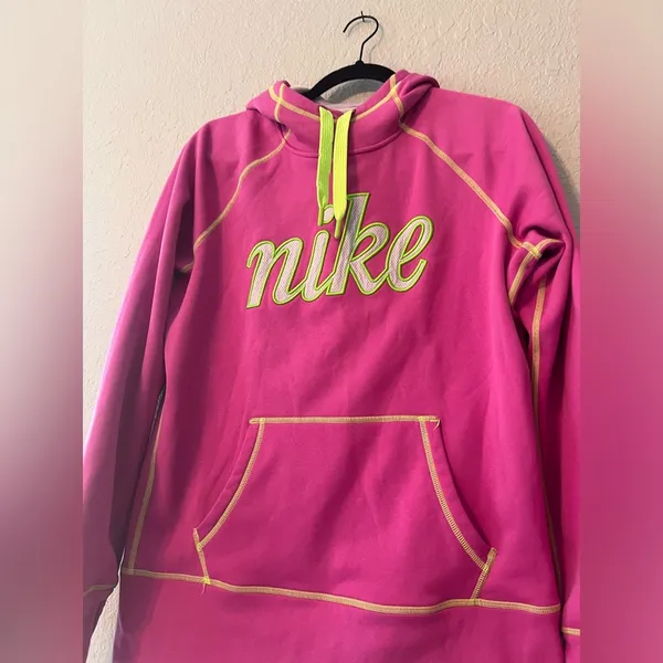 Nike Therma-Fit Women's Hoodie Sweatshirt Neon Green Pink Size Medium #178 - Image 2