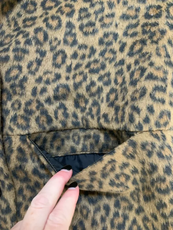 Old Navy Leopard Print Wool Coatigan Coat Jacket Medium - Image 6