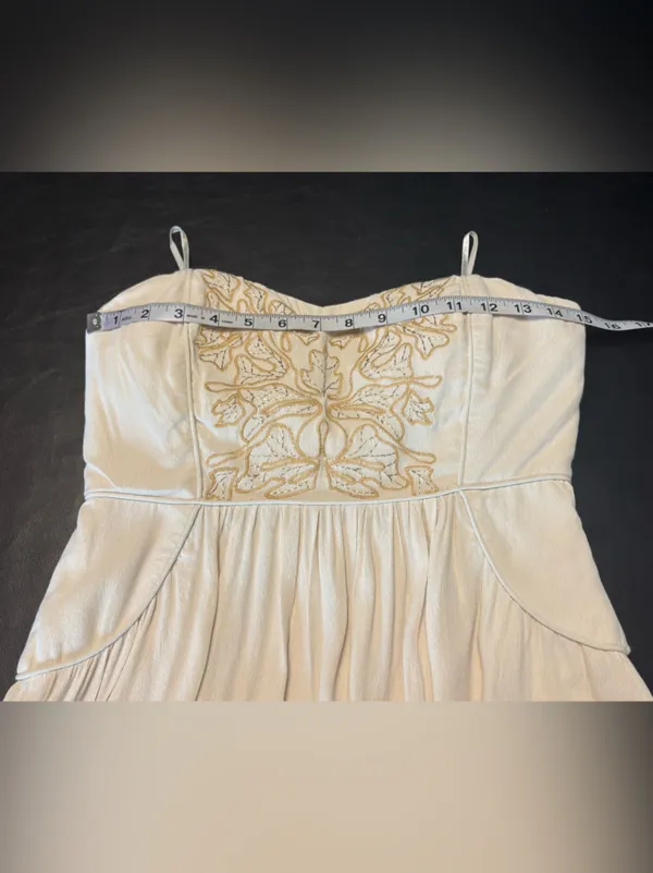 MM Couture by miss me Strapless Embroidered Cream Dress size M - Image 8