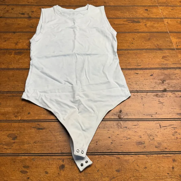 Abercrombie Fitch Soft A F Collection‎ Light Blue Tank Bodysuit Women's Size M - Image 5