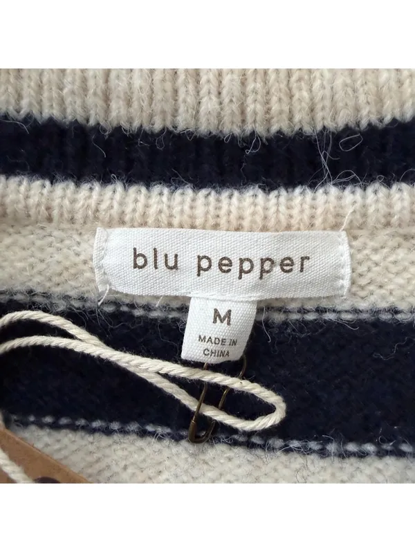 Blu Pepper Preppy Nautical Old Money Sailor Knit Stripe Fisherman Sweater medium - Image 6