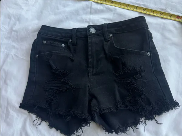 Almost Famous Black Distressed Frayed Denim Shorts - Image 3