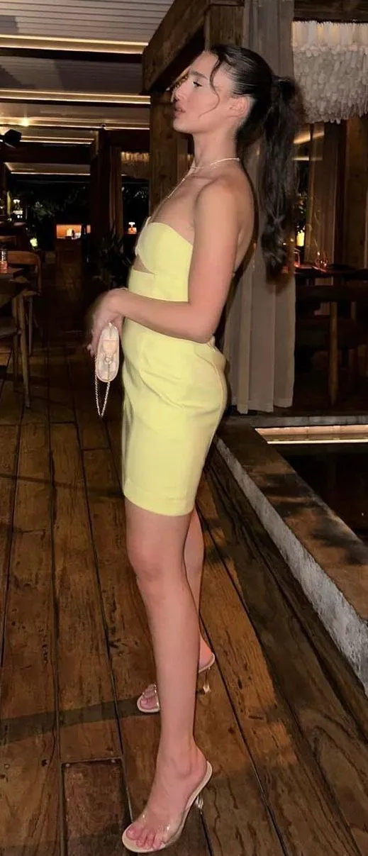 ZARA Bodycon Strapless Mini Lemon Party Coctail Shower Bridal 🍋Dress - Image 4