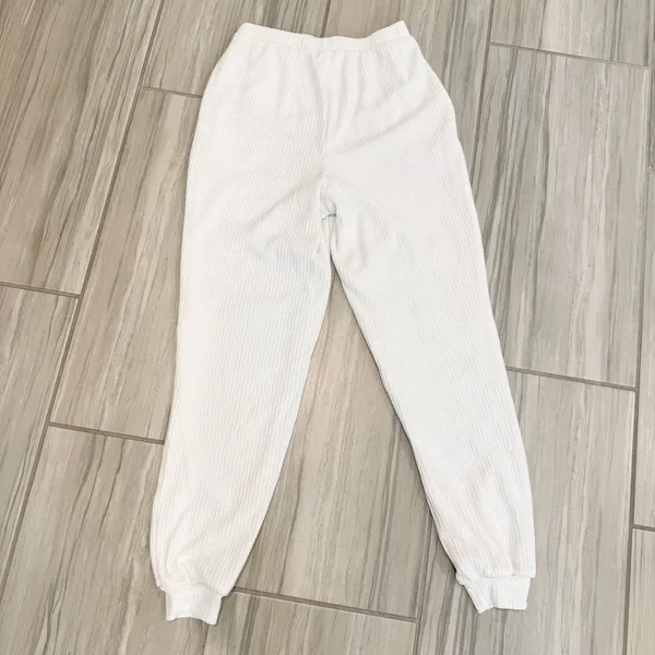 Dippin Daisys Staying In Pants Size M White Waffle Knit Jogger Pajama Coquette‎ - Image 9