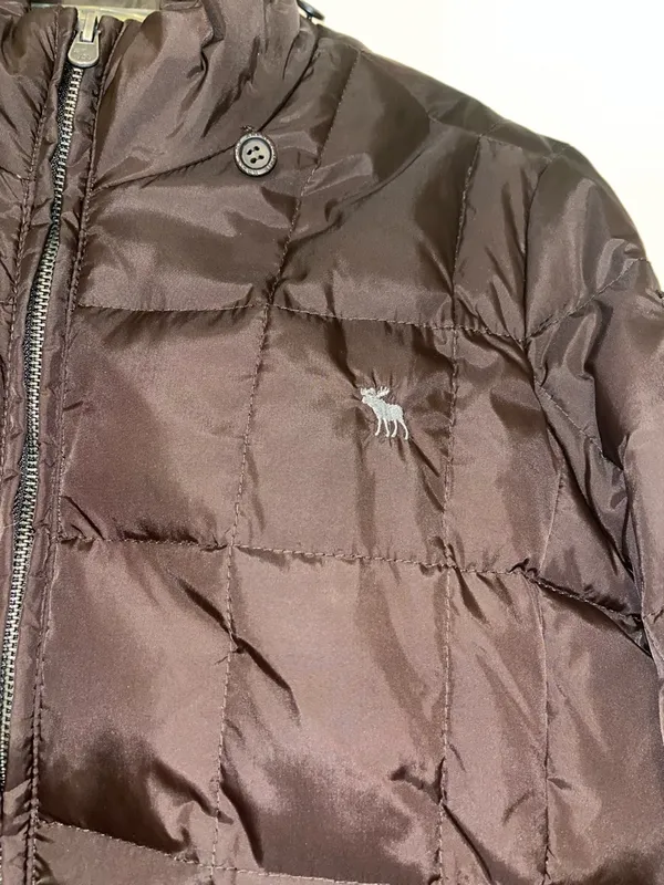 Abercrombie Fitch Brown Puffer Jacket Fur Lined Y2K - Image 2