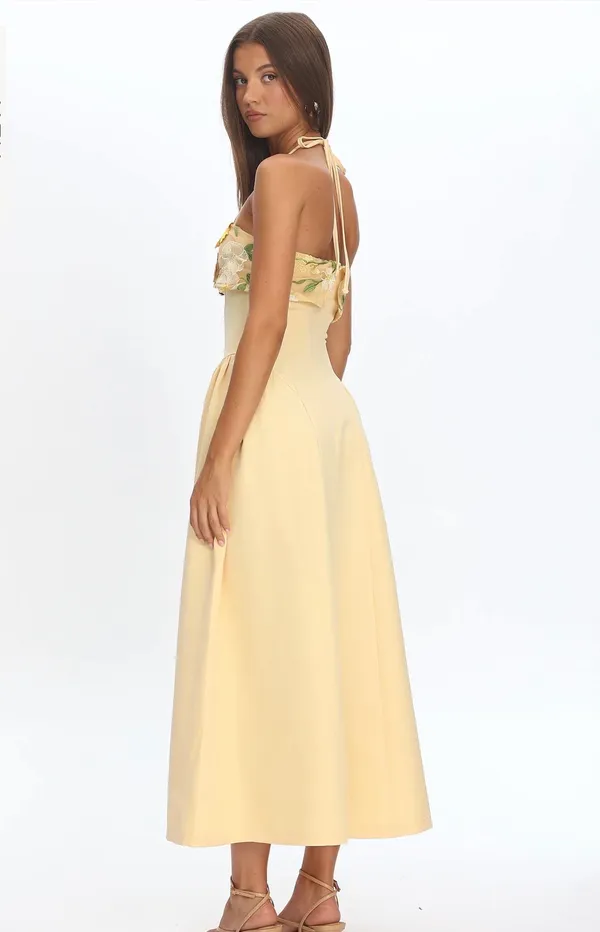 Sunbeam Kiss Foldover Floral Bust Maxi Dress Butter - Image 2