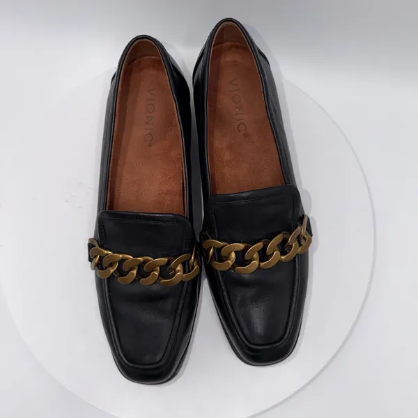 Vionic Mizelle Black Leather Chain Loafers Women's Size 7.5 Minimalist Academia - Image 6