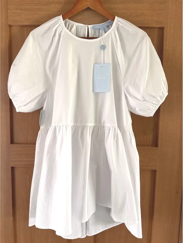NWT Hill House Home The Francesca Peplum Top in White Cotton Women’s XS - Image 5