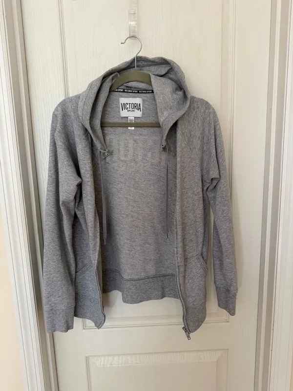 Victoria's Secret Woman’s Tracksuit Set Gray Zip Hoodie Joggers, Sz S - Image 3