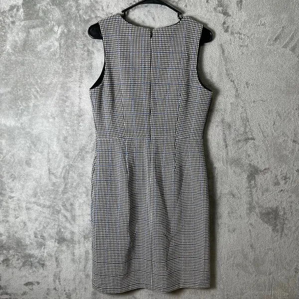 Ann Taylor Sleeveless Tweed Flare Dress‎ V Neck Size 6 Back Blue New - Image 4
