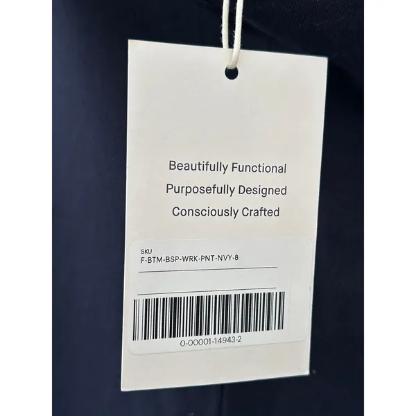 Everlane The Bi-Stretch Work Pant Womens 8 Side Zip Slim Leg Navy Blue Ankle New - Image 4