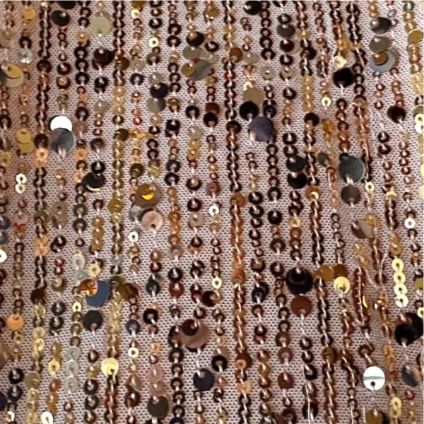 NWT Free People Midnight Kiss Sequined Mini Slip Dress Gold Medium Retail $98.00 - Image 5