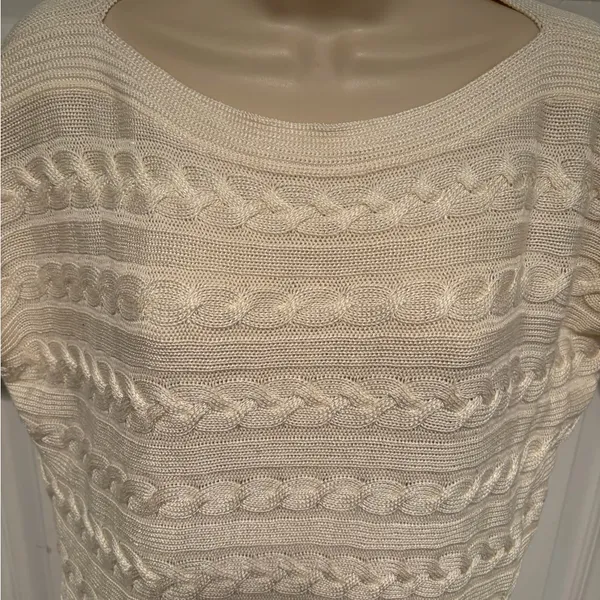 Ralph‎ Lauren Inspired Cable Knit Sweater Top Cream Coastal Grandma Quiet Luxury - Image 2