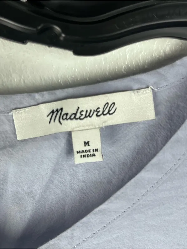 MADEWELL Distant Peri Puff Sleeves Poplin Cutout Crop Top Medium Preppy Casual - Image 3