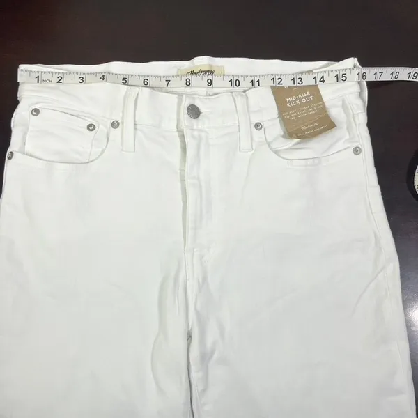 NWT Madewell Mid-Rise Kick Out Crop White Jeans Size 25‎ Denim Pants - Image 10