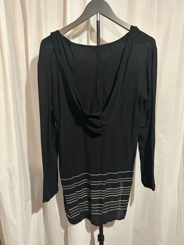 Billabong Black Striped Swim Cover Up With Hood size S - Image 6