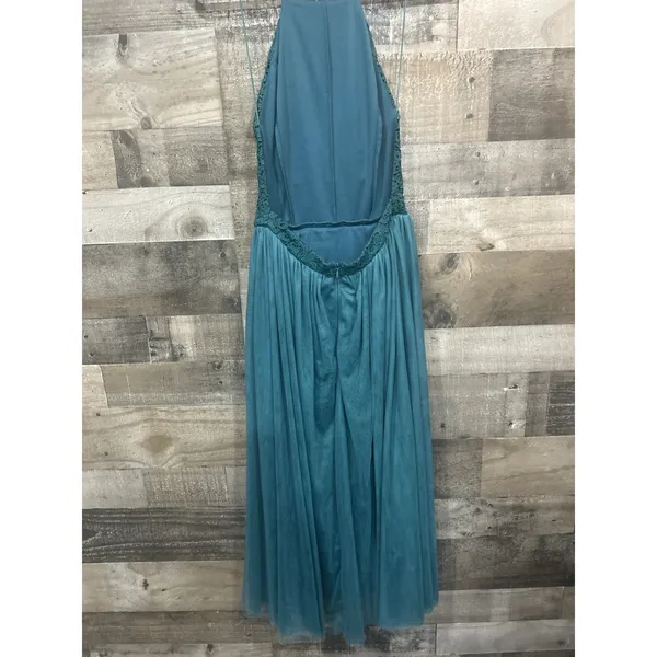 ASOS Women's‎ Teal Lace Halter Maxi Dress Open Back Tulle Formal Prom Size 4 - Image 2