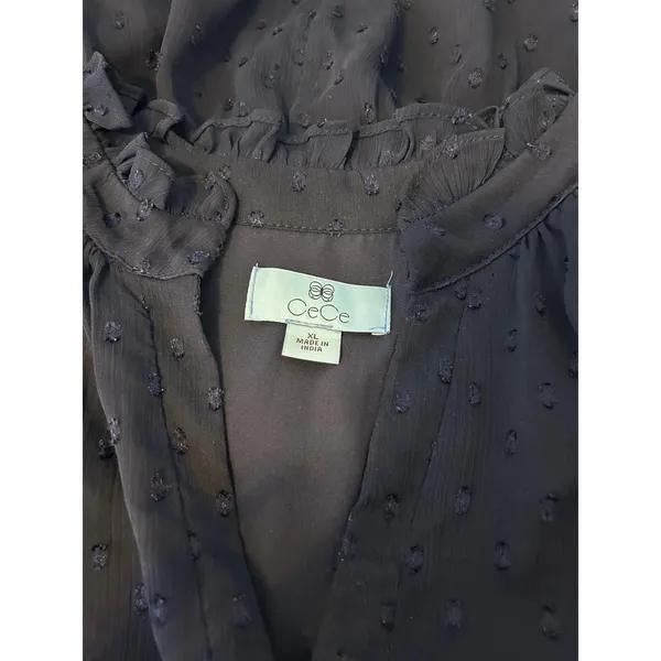 CeCe‎ V-Neck Swiss Dot Short Sleeve Baby Doll Dress XL - Image 4