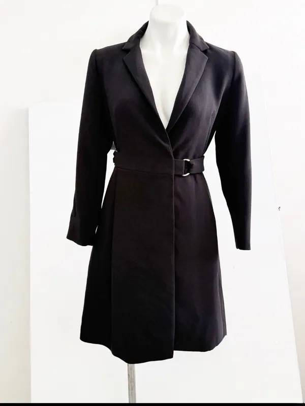 NEW Jo-Jo-Z Black Trench Blazer Dress Belted Longline Jacket SMALL - Image 4