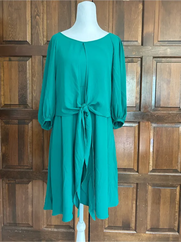 Anthropologie Maeve Valparaiso Green Tie Front Chiffon Dress Size 2P‎ Petite - Image 2
