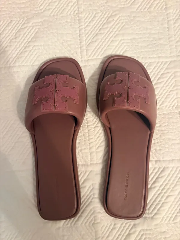 NWT/NIB Tory Burch Cipria Pink Logo Slide Sandals - Image 2