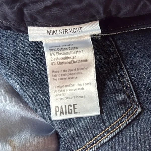 PAIGE Miki Straight Jeans In Merrick released Raw Hem Size 27 Dark Wash - Image 10
