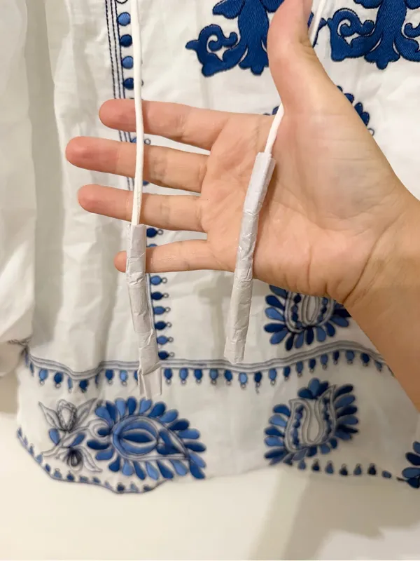 Soft surroundings Vera Tunic size large white and blue embroidery floral boho - Image 4