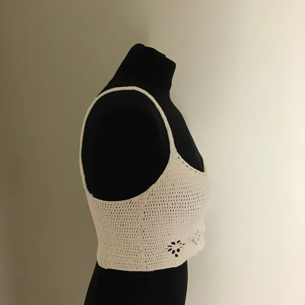 Free People Cream Crochet Women Crop Top - Image 3
