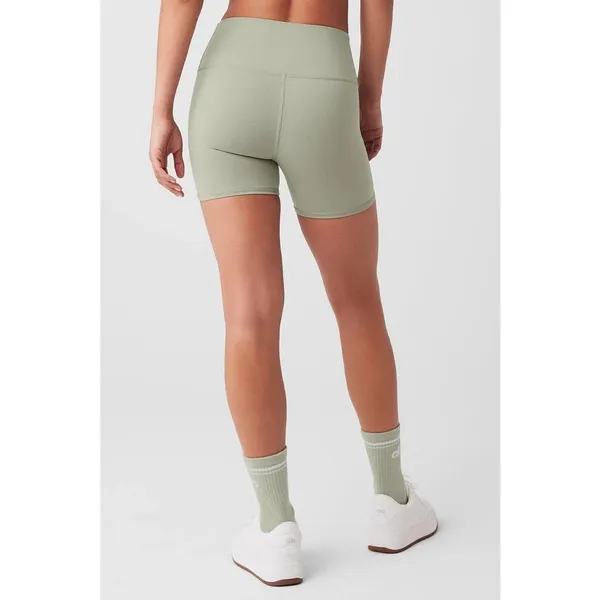 Alo Yoga Airbrush 5” Sage Green High Waist Biker Athletic Workout Shorts S - Image 3