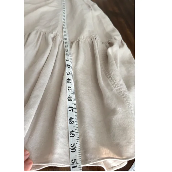 Hunter Bell Linen Blend Midi Dress M Natural Puff Sleeve V Neck Cottagecore - Image 13