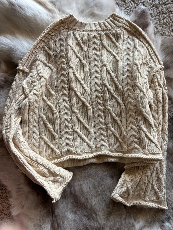 Le Lis Cream Cable Knit Crewneck Sweater - Image 6