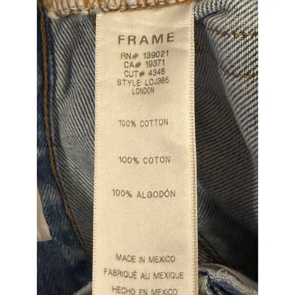 Frame Le Original High Rise Straight Leg Distressed Frayed Hem Jeans‎ Size 24x27 - Image 5