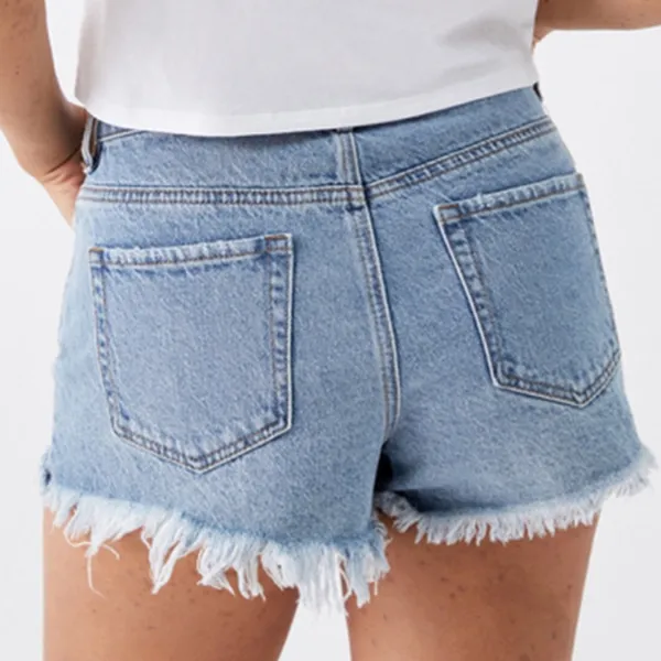 PacSun Blue High Waisted Denim Festival Shorts - Image 6