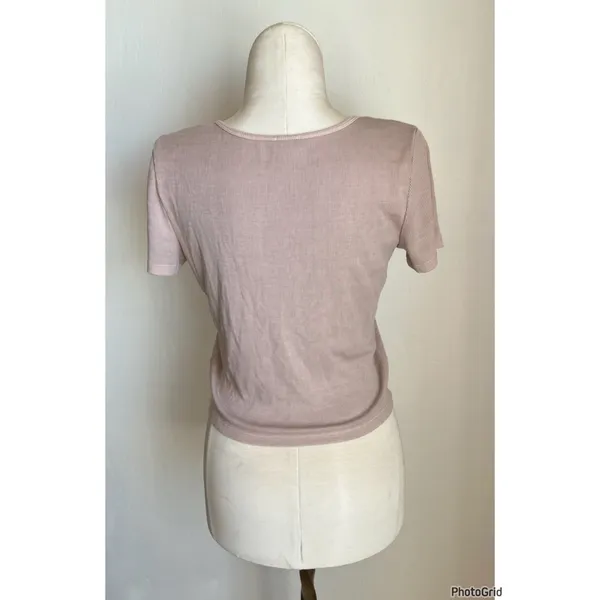 Aritzia Wilfred Only Tie Front Cropped Top XS Dusty Pink - Image 3
