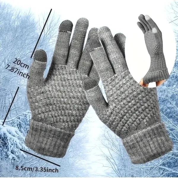 Unisex Thermal Warm Thick Plush Lined Touchscreen‎ Gray Gloves NEW Winter OS - Image 4