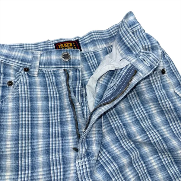 Vintage Y2K Faded Glory High Waisted Plaid Mom Shorts Cotton Womens 5/6 25 Waist - Image 4