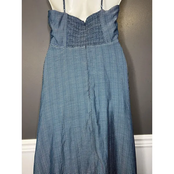 Wayf Dress Womens Medium Blue Striped Sweetheart Smocked Maxi Sundress Boho - Image 8