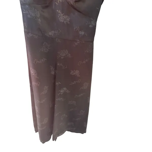 Vintage Whimsigoth Black Floral Jacquard Midi Dress Sweetheart Bow Flutter Sl - Image 3