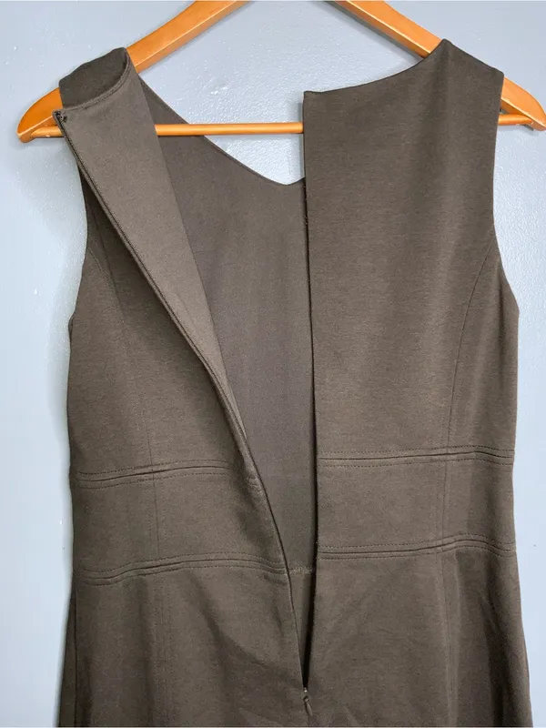 Talbots Vintage Brown Cotton Blend Sleeveless Midi Sheath Dress 10 - Image 5