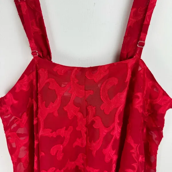 Vtg Victoria’s Secret Red Semi Sheer Slip Dress Sz Medium Babydoll - Image 13