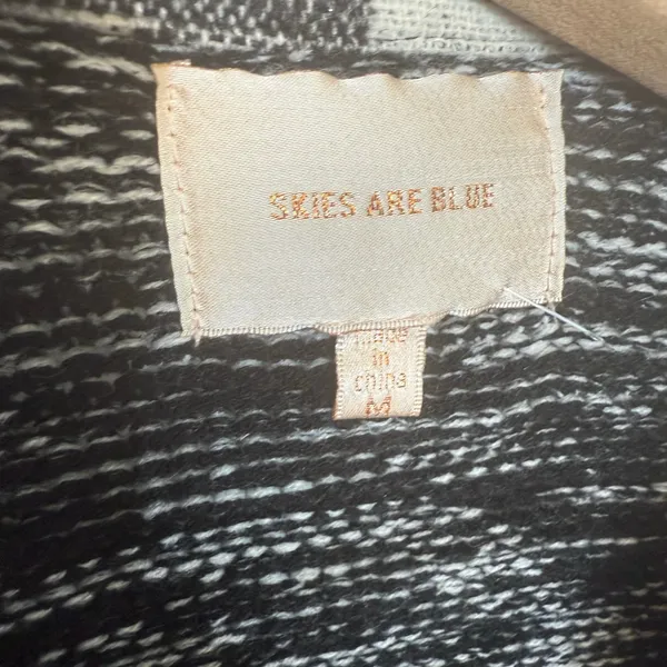 SKIES ARE BLUE Women's Medium Knit Blazer Aztec Southwest Black White Cardigan - Image 7