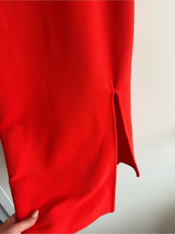 NBD Revolve Kade Midi Dress Red Orange One Shoulder Side Slit Bodycon Dress S - Image 10