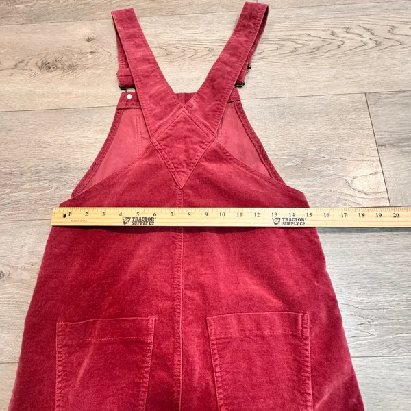 Forever 21‎ Velour Overall Dress Size Small S Red Button Side Velvet Mini Skirt - Image 7