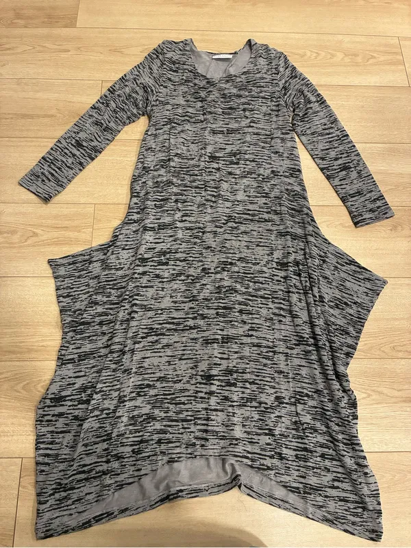 Bryn Walker Women’s Black Gray Long Sleeve Midi Dress Rayon Size S - Image 3