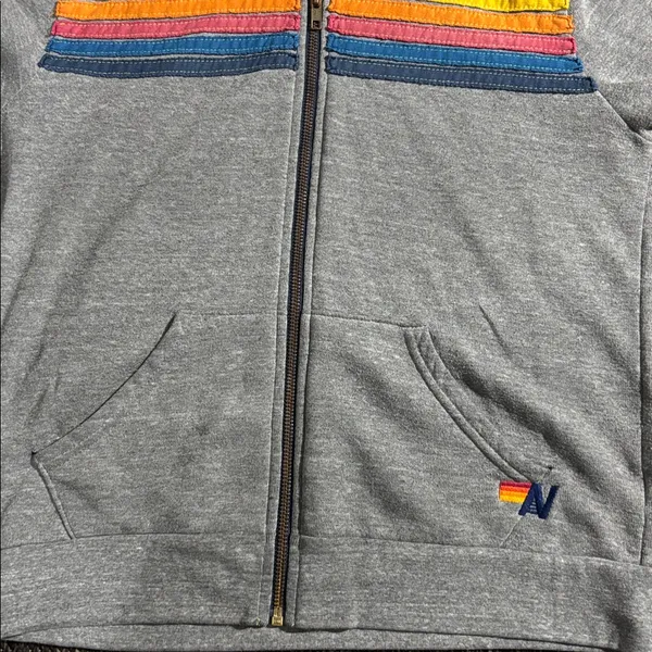 Aviator nation 5 STRIPE HOODIE - HEATHER GREY - Image 4