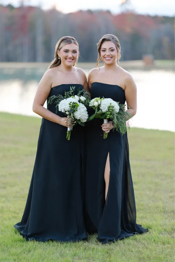 Black Strapless Azazie Dress - Image 2