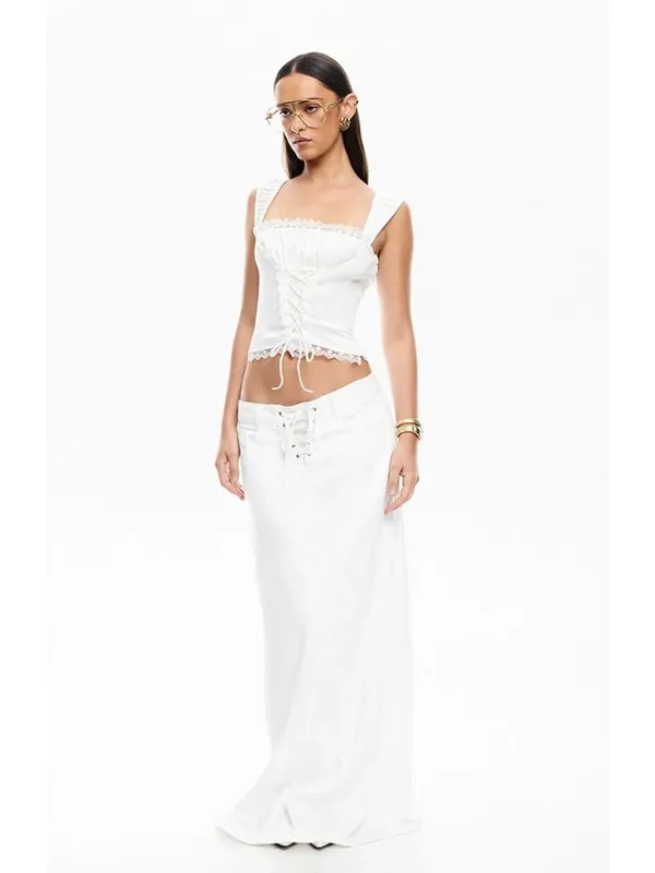 LIONESS Palmer Corset in Porcelain White Small New Womens Sleeveless Tank Top - Image 11