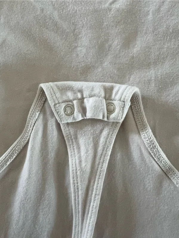 Aritzia Babaton White/Cream Cotton Crew Neck Bodysuit Short Sleeve Size Small - Image 4