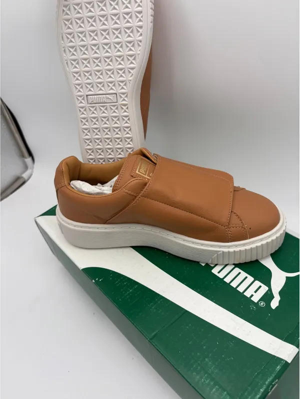 Puma Basket Platform Strap NEW $110 Sneakers Women's Brown Leather Size 6 US - Image 6