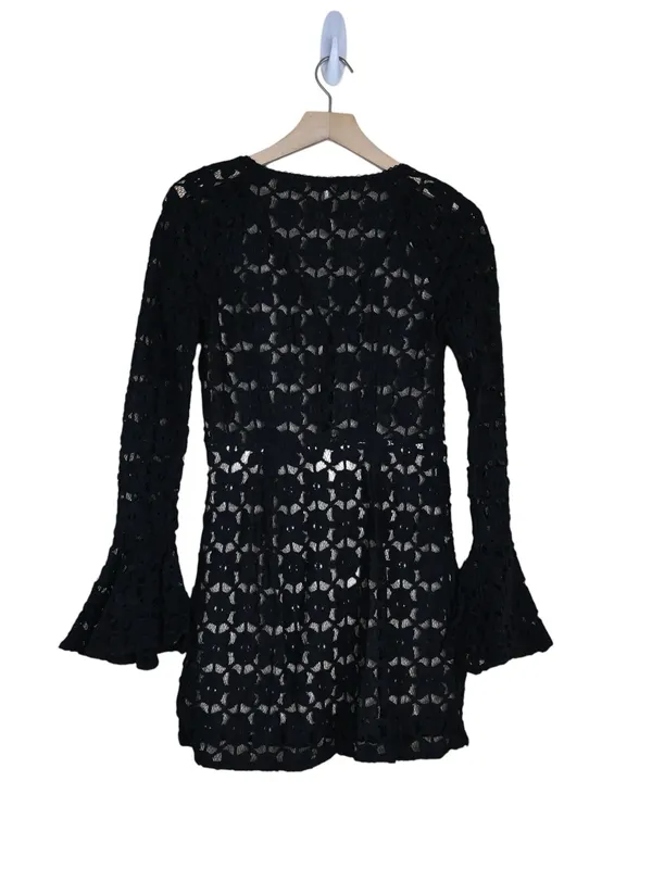 Free People Women's 4 Back to Black Crochet Mini Dress - Image 2